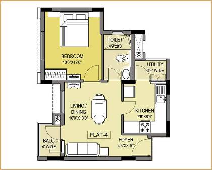 Brigade Lumina floor plan 1 - 2 BHK Sample