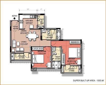 Brigade Lumina floor plan 2 - 3 BHK Sample