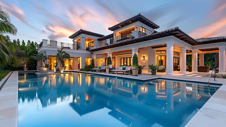 Artist's impression of a villa with pool in a Brigade township